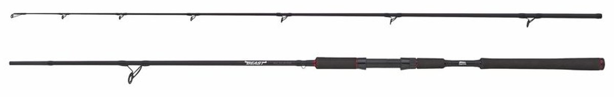 Abu Garcia Beast Pike two-piece black spinning rod with red accents