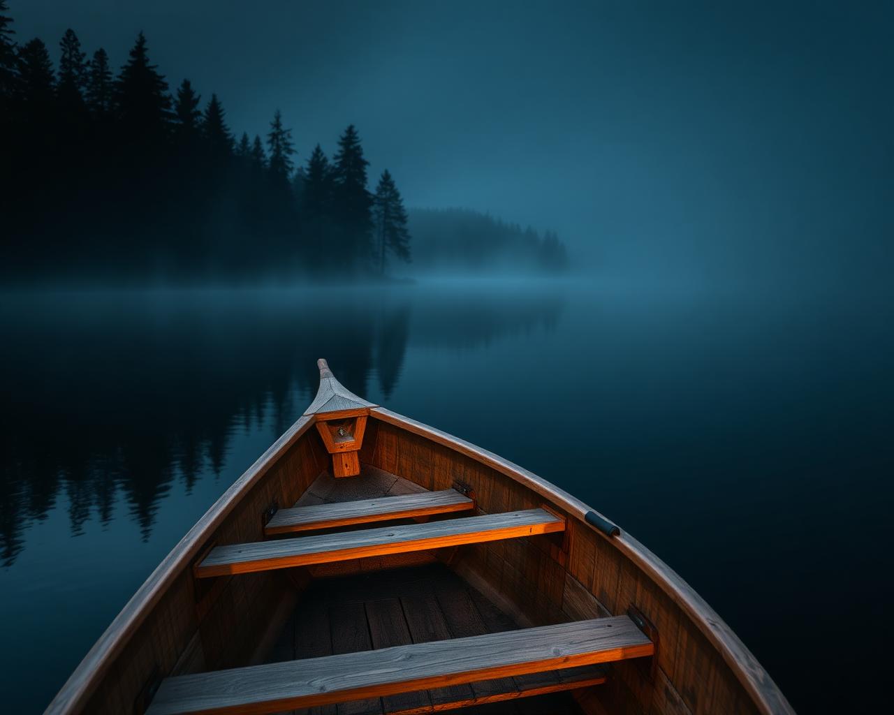 Quiet Nordic lake at first light